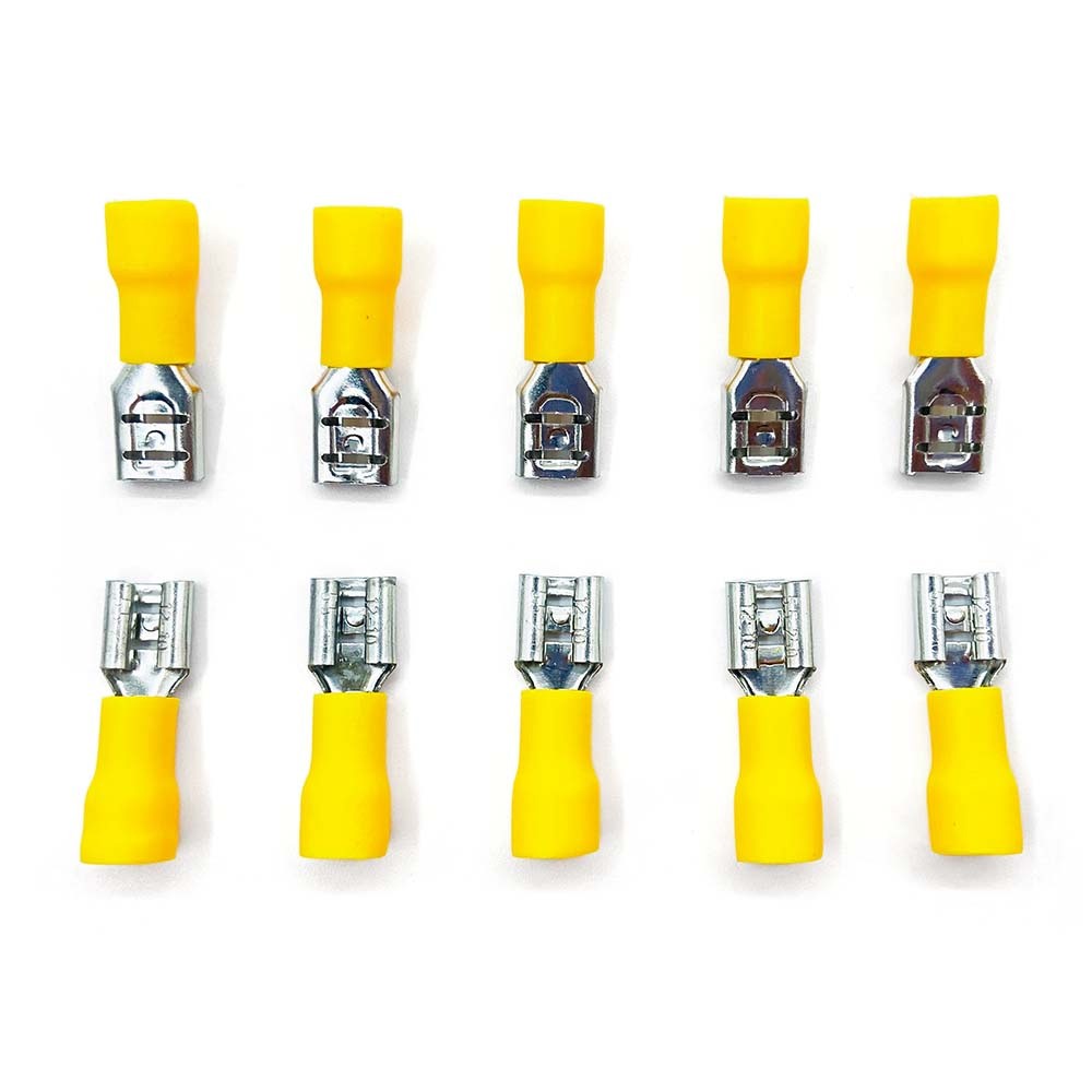 100pcs 12-10 Gauge Female Spade Quick Disconnect Electrical Wire Connectors .250
