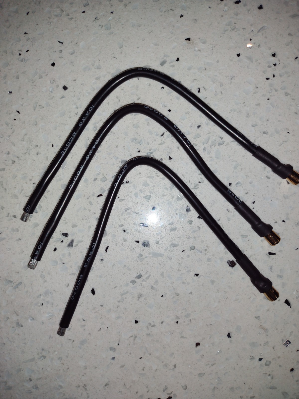 6.5mm Male Bullet Connectors (3) 10awg 8 Inches Long Tinned End