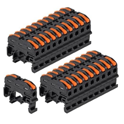 20PACK DIN Rail Terminal Blocks, Compact Wire Conductor Wiring 20 Pack Black
