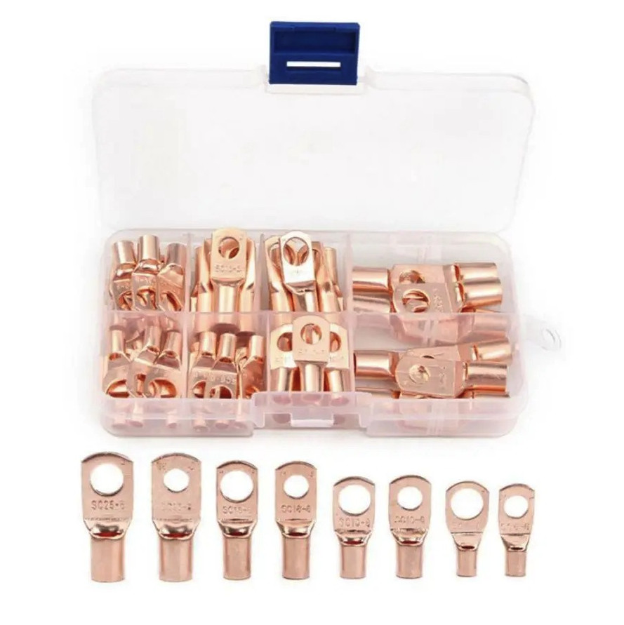 60pcs SC Tinned Copper Ring Lug Wire Connectors Bare Cable Terminals – NEW