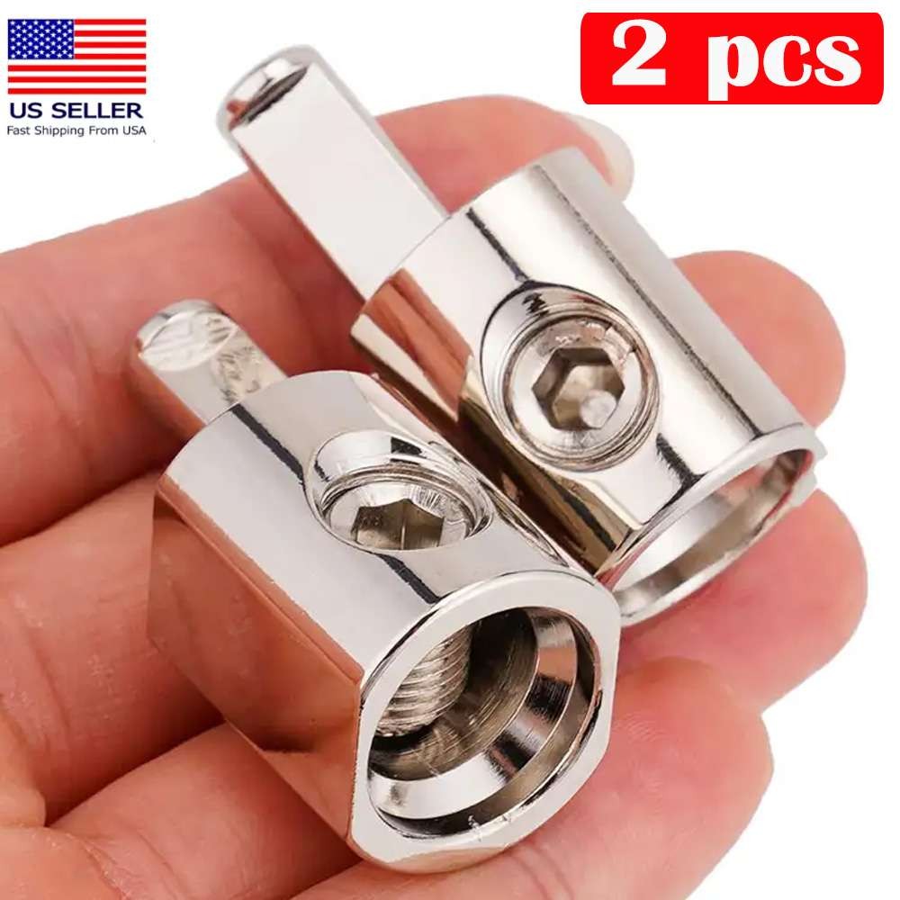 2PCS Amp Car Audio Amplifier Power and Ground 1/0 Gauge to 4 Gauge Input Reducer