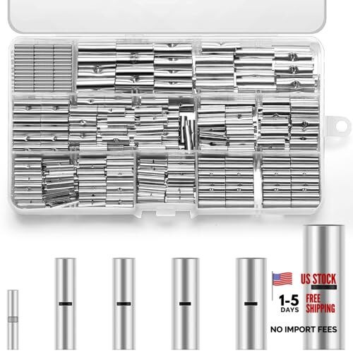 Tellegloww 600 Pcs Non Insulated Butt Connectors Kit Uninsulated Splice Wire