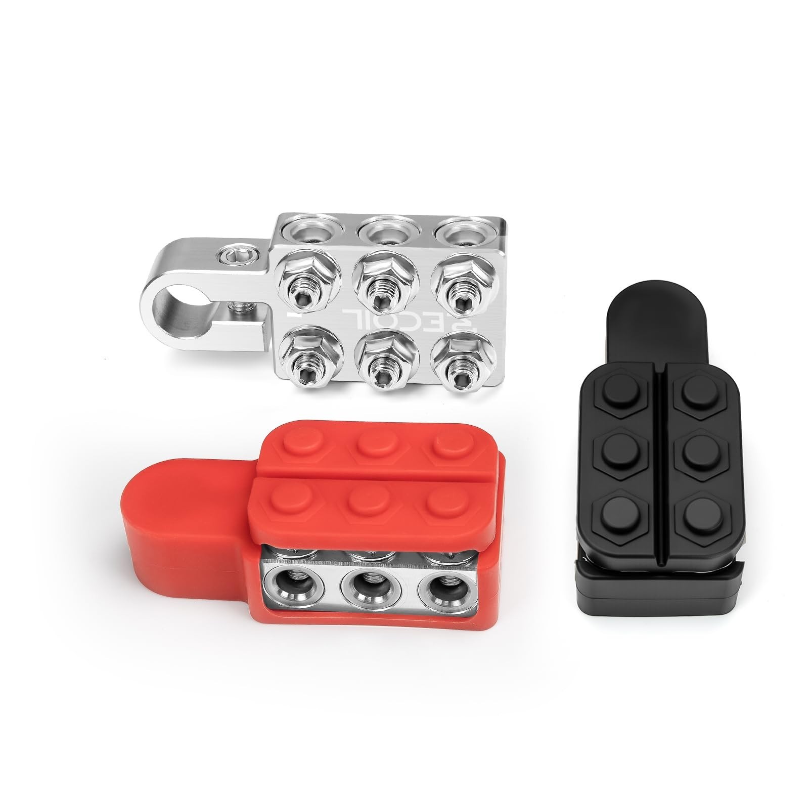 12-Way Battery Terminals for SAE/DIN/EN Top Posts – 0/2/4 Gauge, Insulated Cover