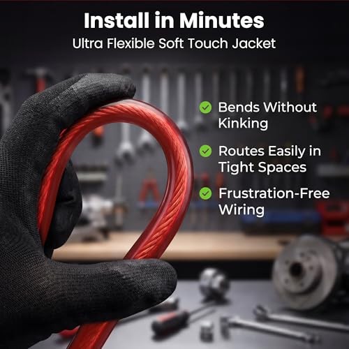 0 Gauge Wire Kit CCA 3-in-1, 1/0 AWG 25ft Each + Lugs + Shrink Wrap Black/Red