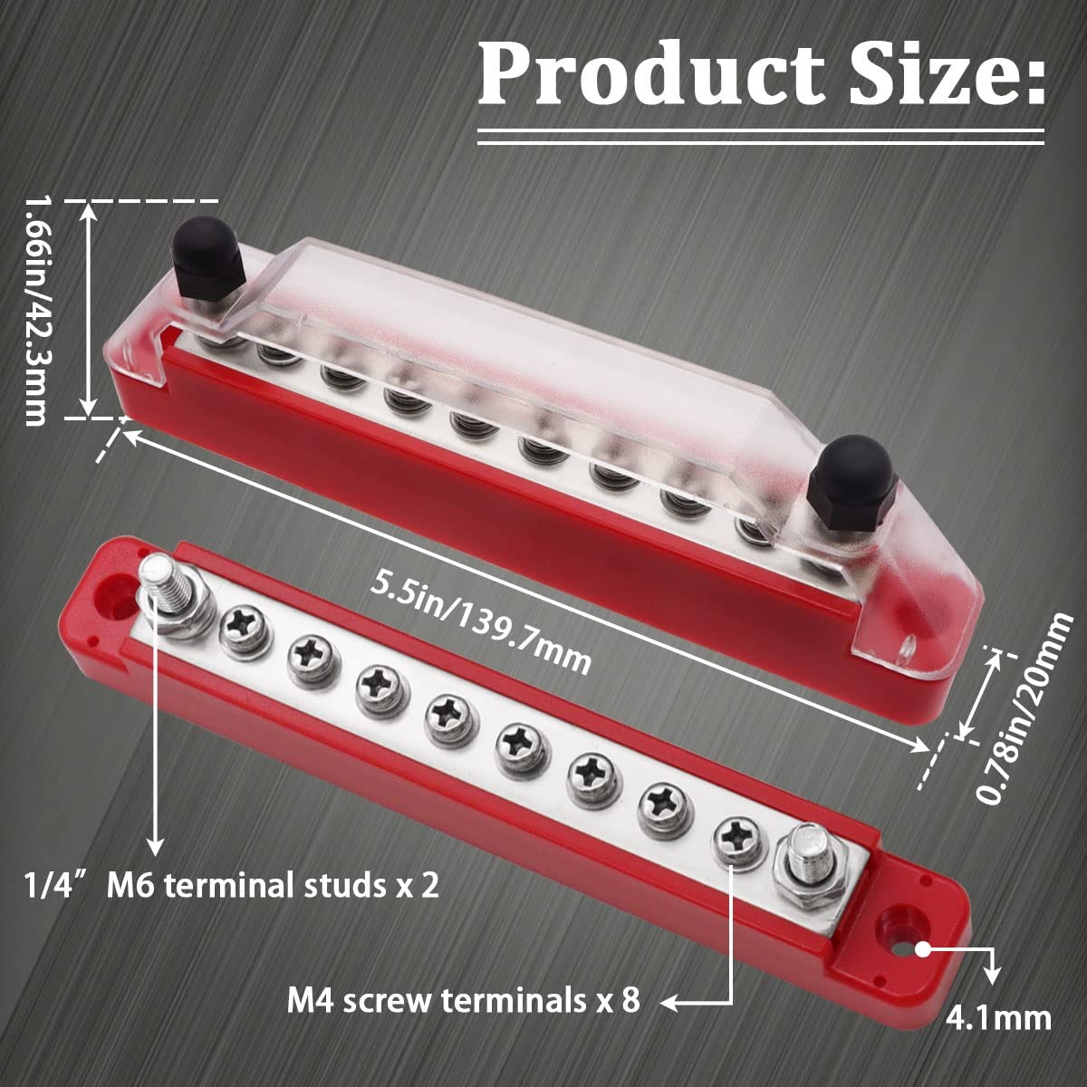 Seamaka (Red+Black) Power 2 x M6 Studs & 8 x M4 Screws-BK+R, Red+Black