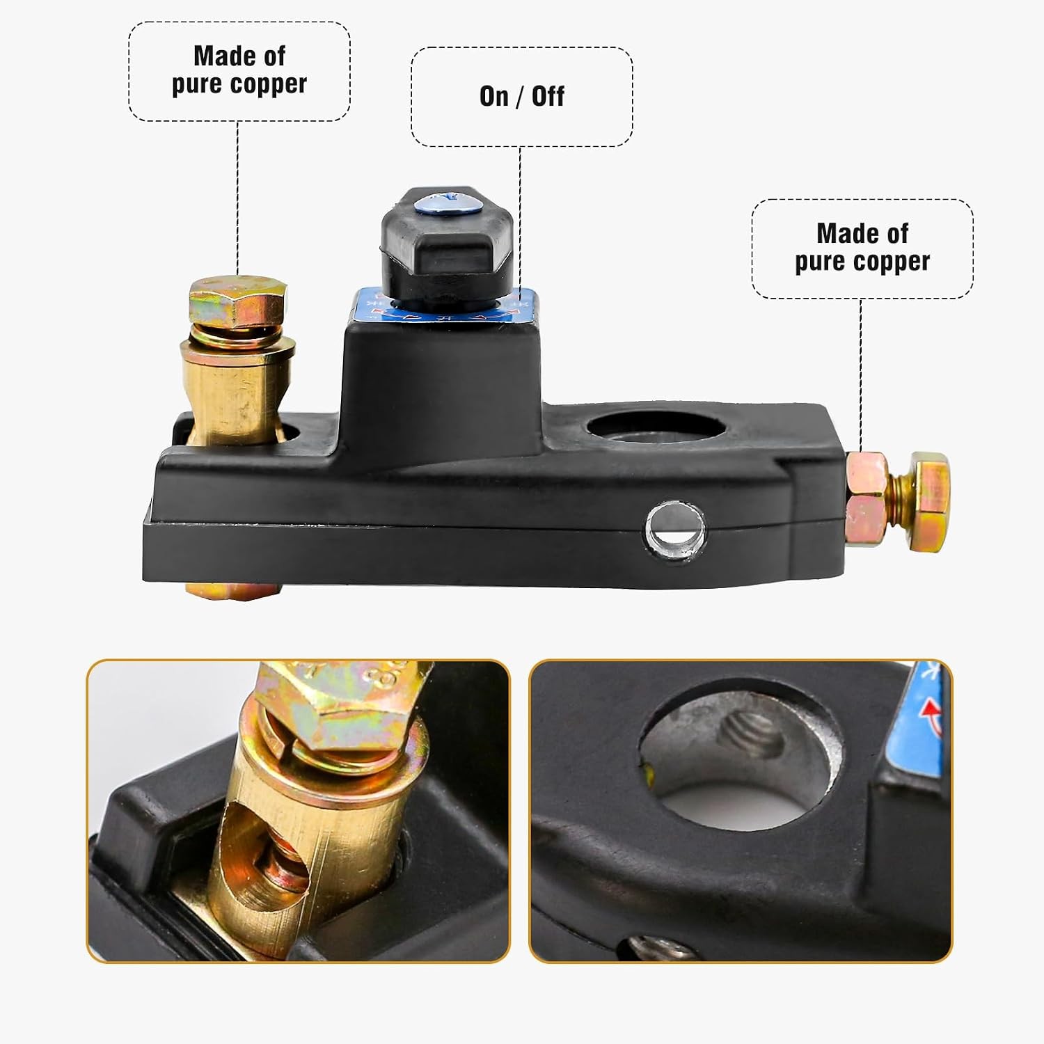 Car Battery Disconnect Switch 12V/24V Heavy Duty, Battery Isolator Kill Switch