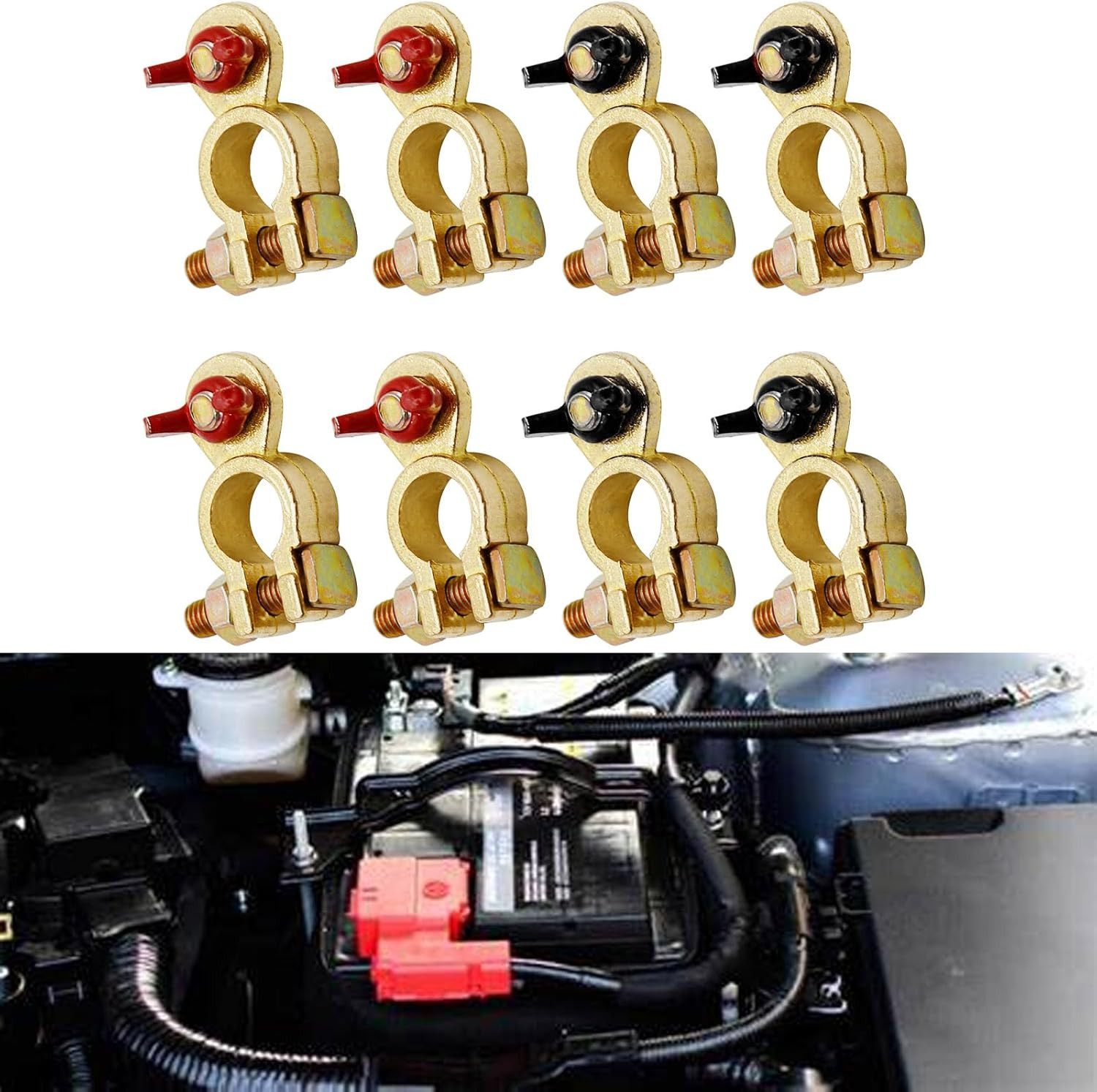 4 Pairs Brass Marine Grade Battery Terminal Top Post, Battery Terminal Connector
