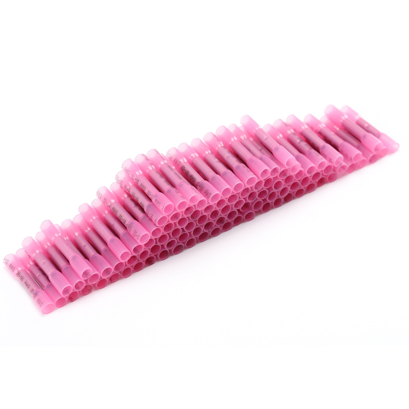 Red 100Pcs 22-16AWG Heat Shrink Wire Butt Connectors Waterproof Splice Terminals