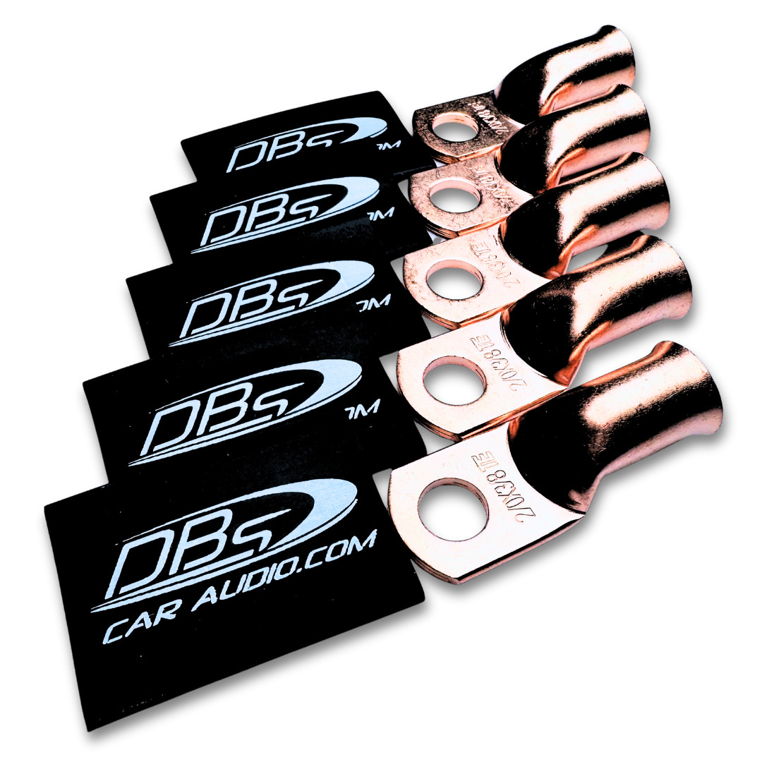 2/0 Gauge Copper Lug Battery Ring Terminals 3/8″ Hole – DBs Black Heat Shrink