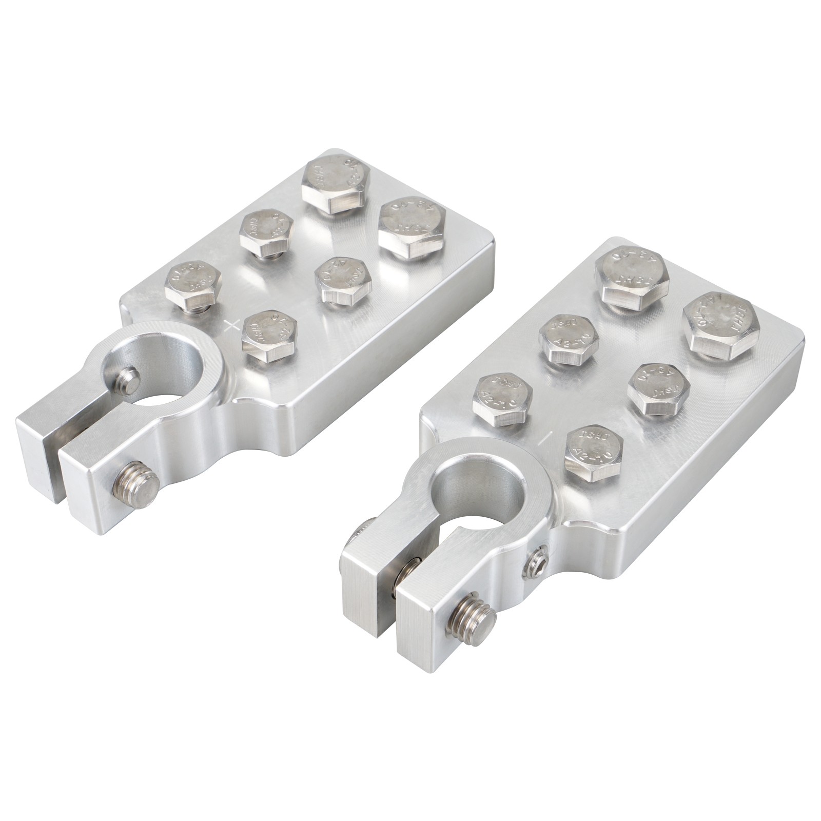 6 Spot Car Audio For SAE Post Style Flat Battery Terminal Clamps Lead Pair