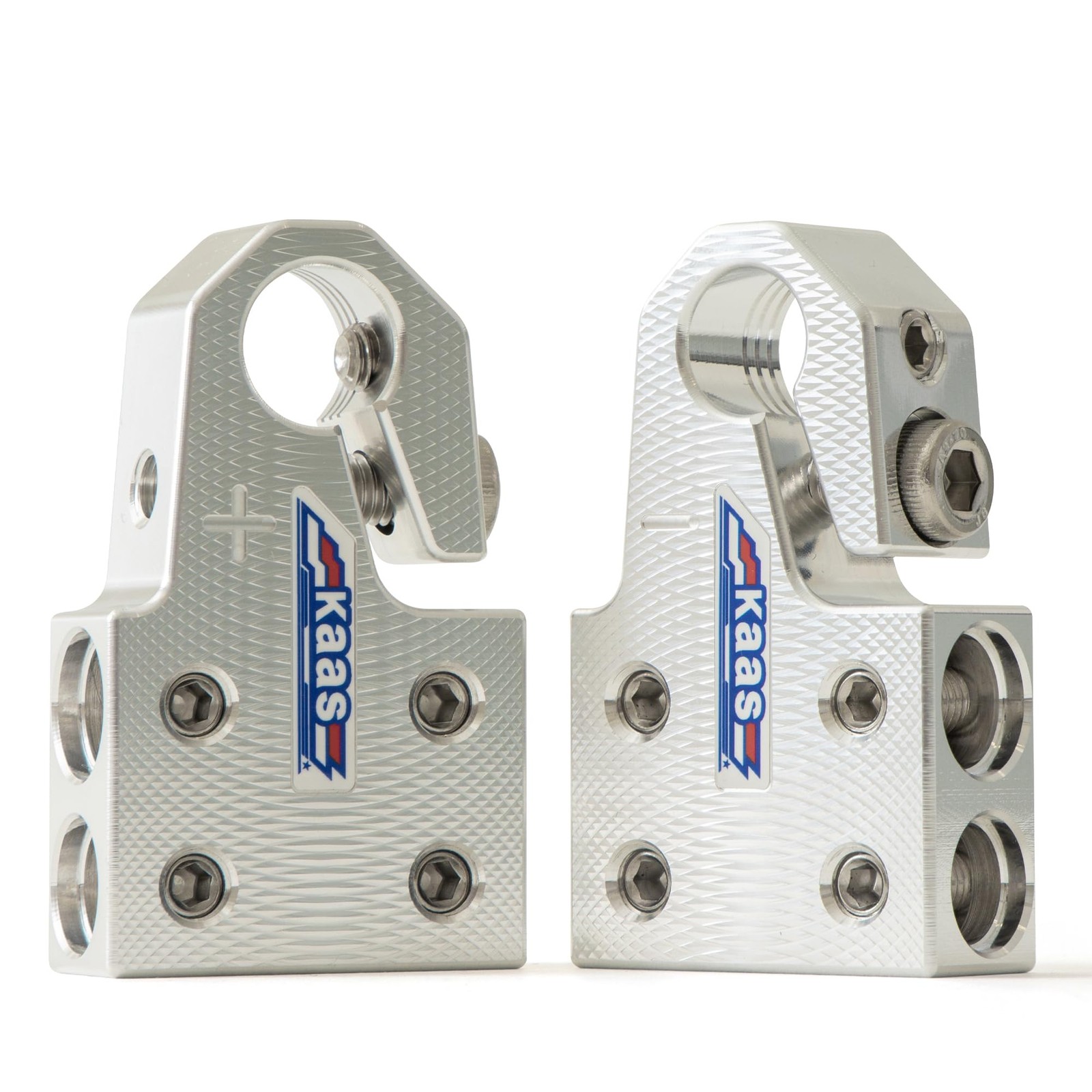Lead Acid Battery Terminal Clamps, Metallic Silver, Positive and Negative Set, B