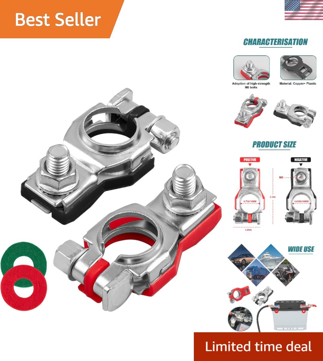 Corrosion-Resistant Battery Connectors – Pure Copper, Easy Install, Pair of 2