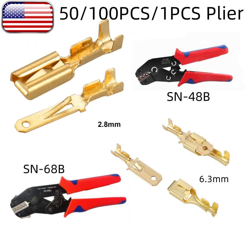 2.8mm 6.3mm Copper Female Non-Insulated Connector Quick Splice Spade Terminals