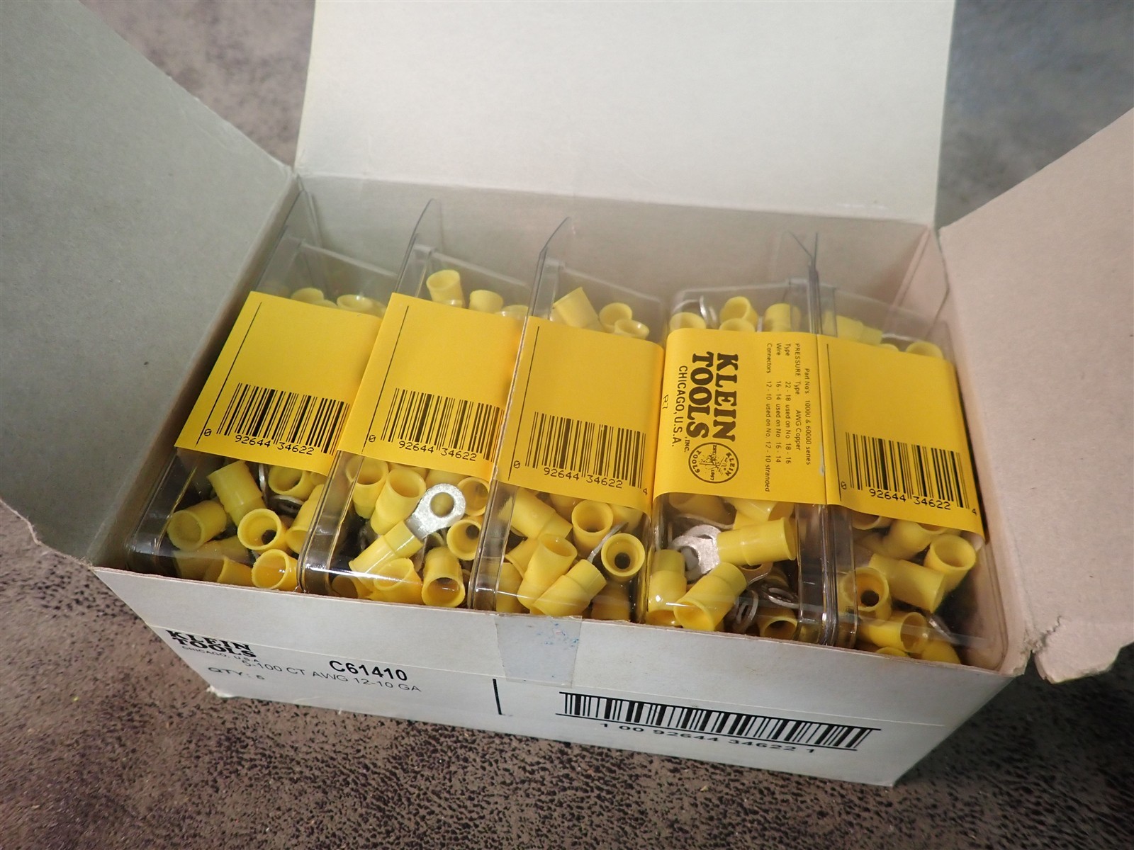 Klein/Vaco C61410 Insulated Ring Terminals 12-10 AWG, 5-100 Packs 500 Total G56