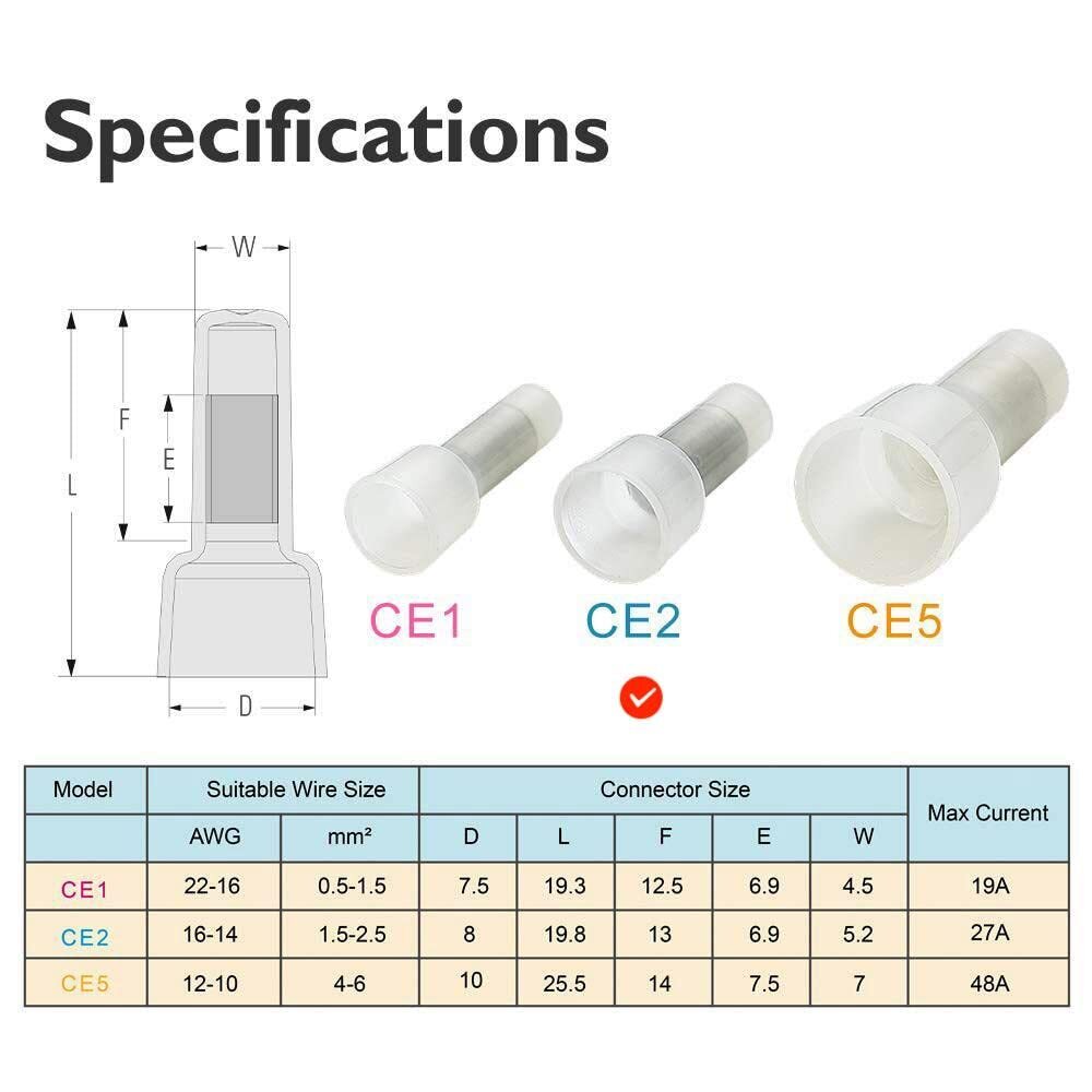 Closed End Crimp Connector Ce2 Aluminum Core Quick Connector Crimp Cap Wire End