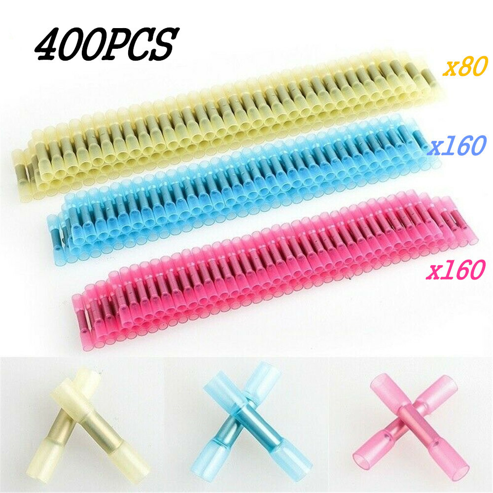 400PCS Heat Shrink Butt Wire Splice Crimp Connector Terminal 22-10AWG/0.5-6.0mm²