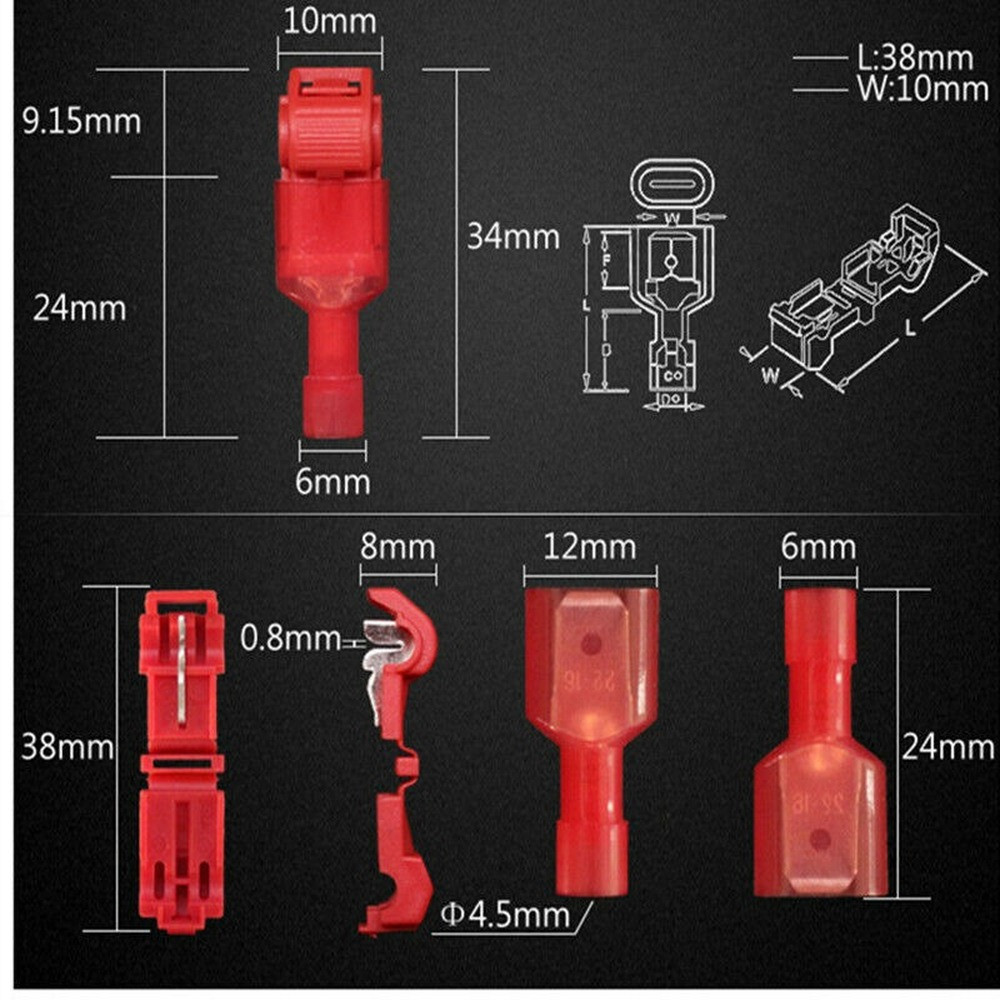 240X Waterproof T-Tap 22-10AWG Quick Splice Wire Terminal Connectors Combo Kit