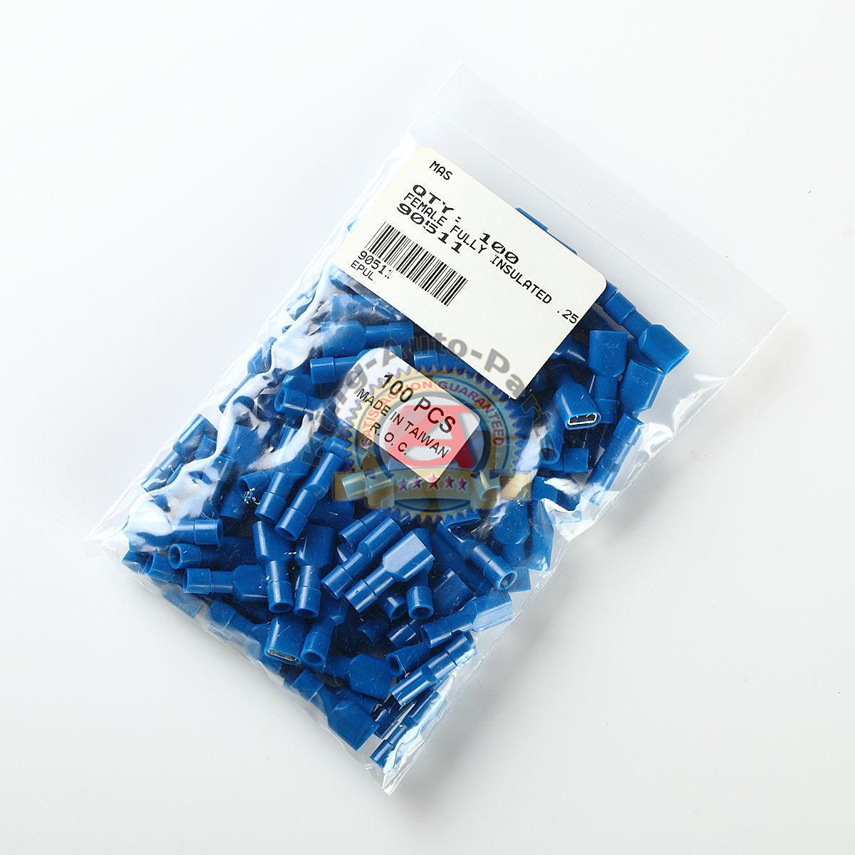 100 Blue 16-14 AWG Female Fully Insulated Quick Disconnector