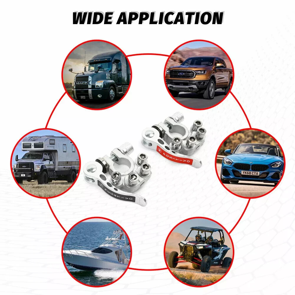 2PCS Car Battery Terminal Connectors Quick Release Disconnect Positive Negative