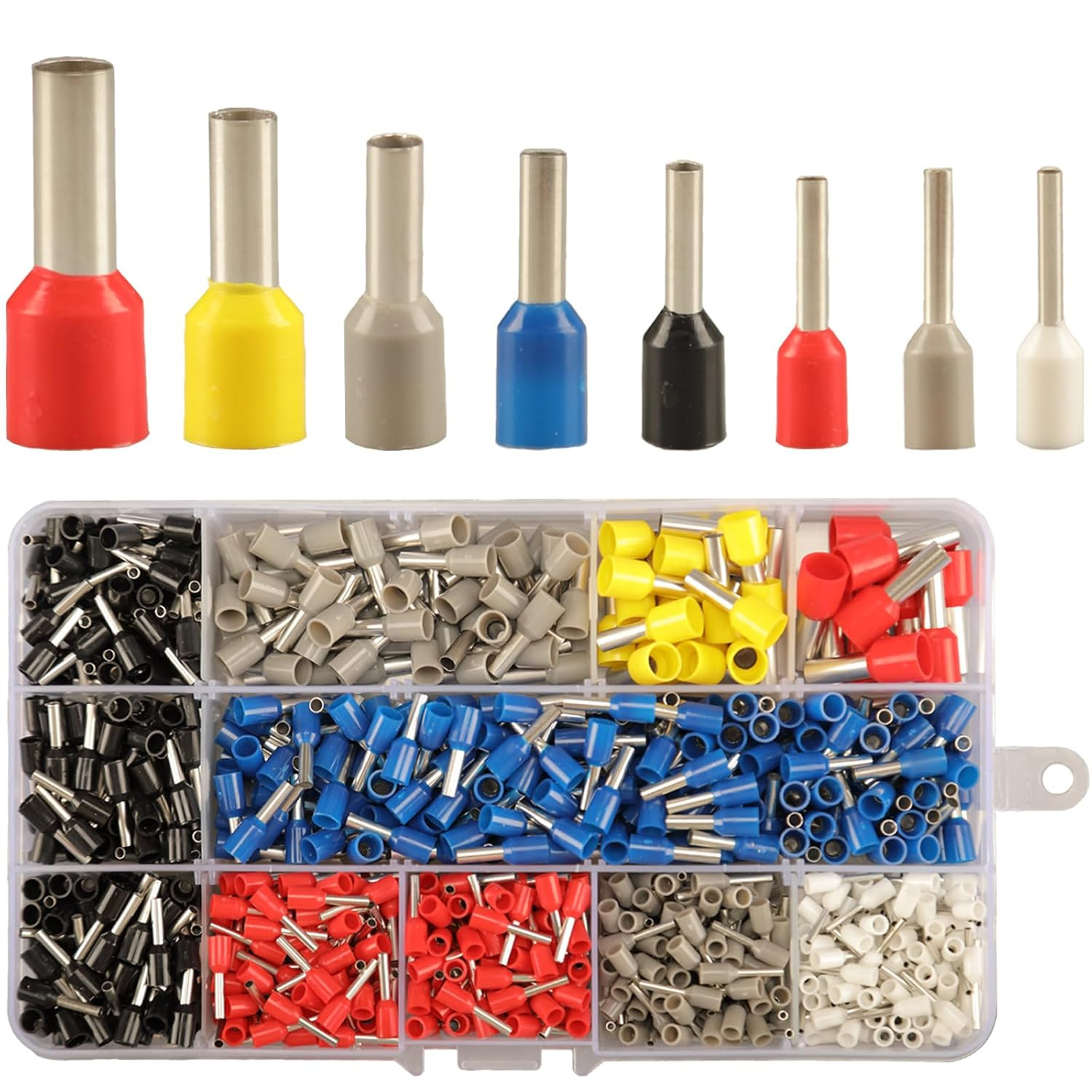 900Pcs Wire Ferrule Terminals Kit – 8 Types AWG 22-7 Connectors, Pin Terminal As
