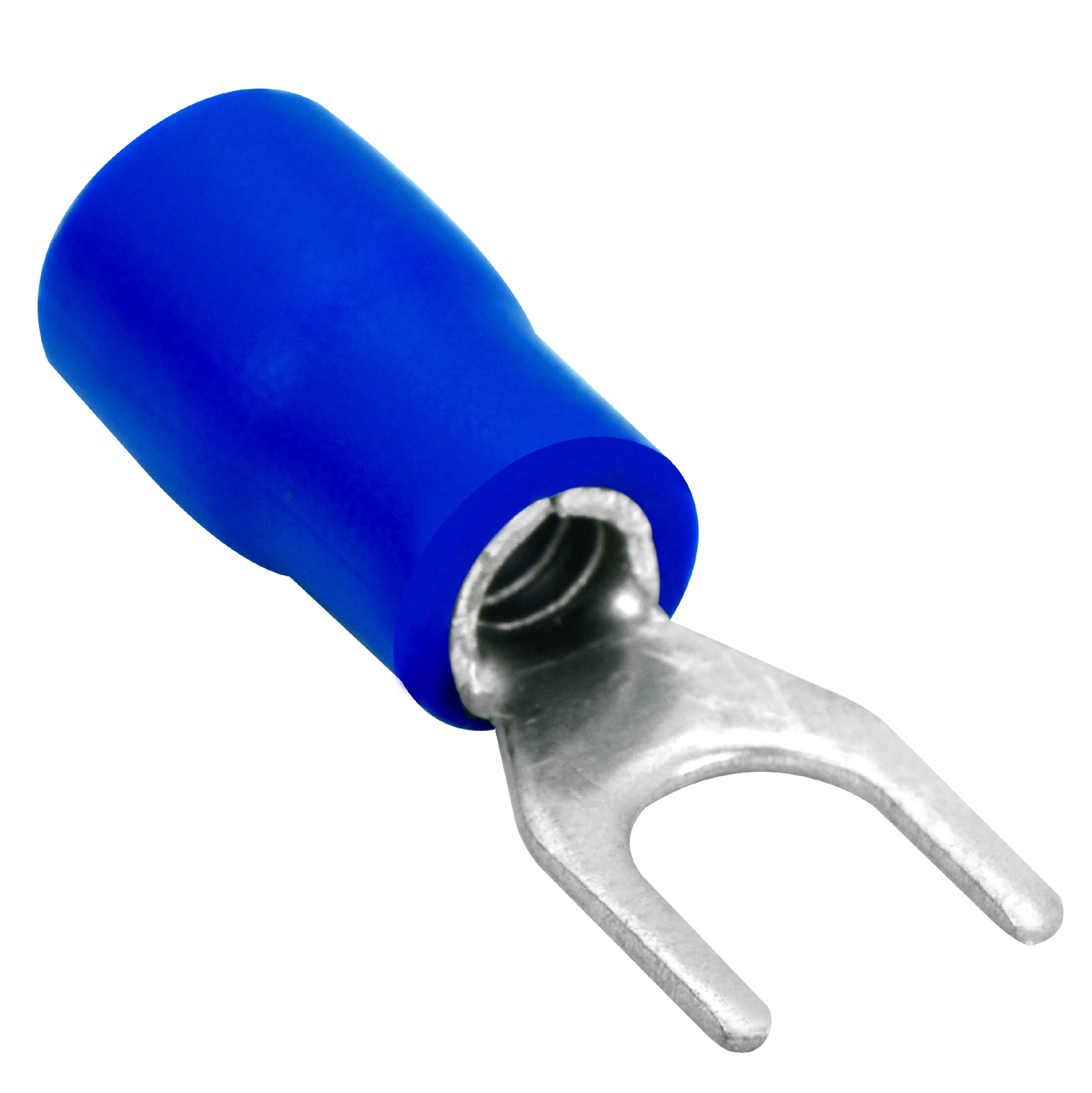 100 Spade Fork Terminal Connector Vinyl Blue 16-14 GA AWG Gauge #8 Stud Speaker