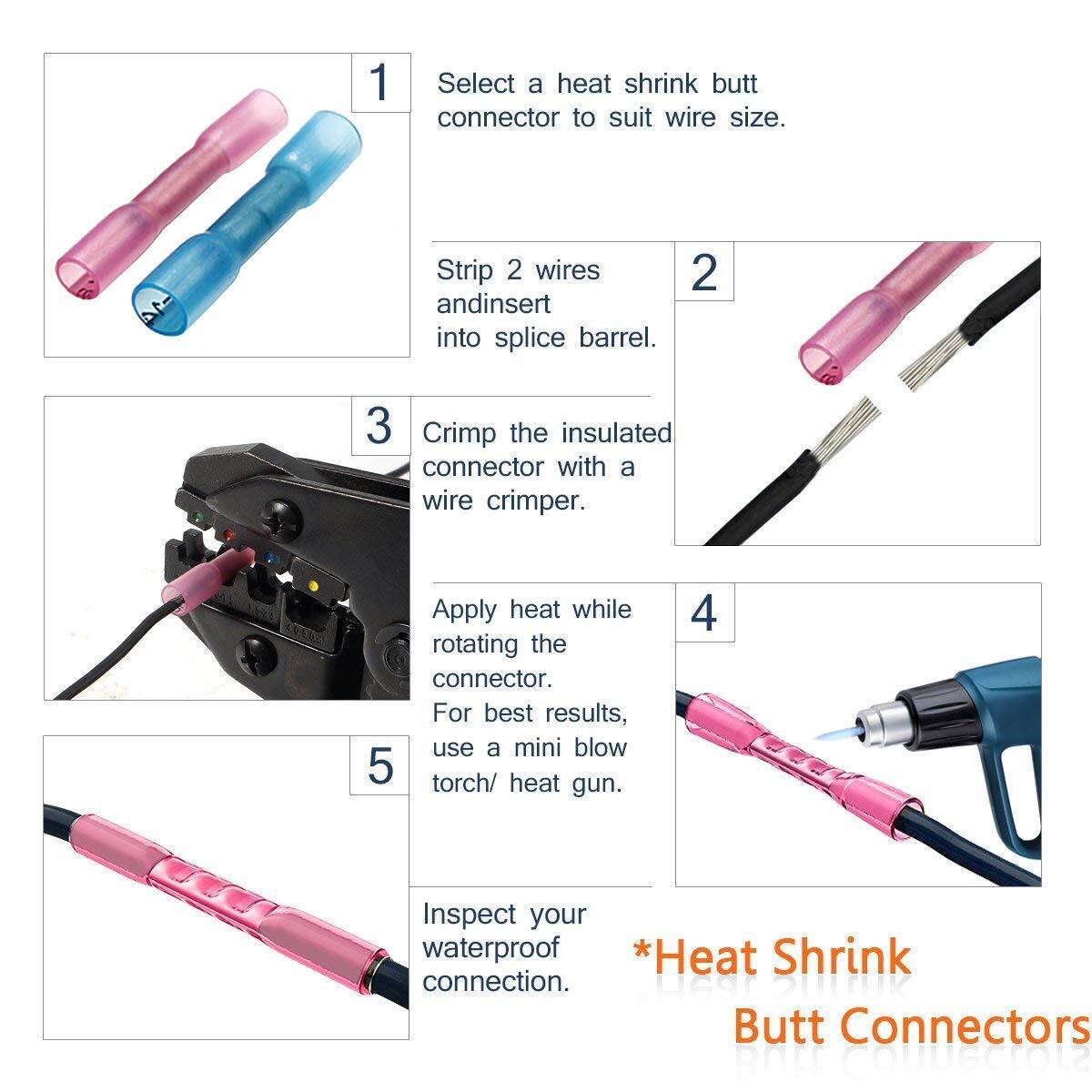 400/200X Waterproof Seal Heat Shrink Crimp Butt Wire Connectors Splice Terminals