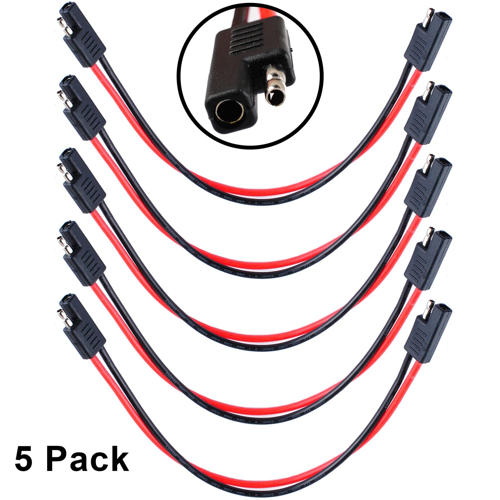 2 Pin Quick Disconnect Wire Harness SAE Connector (5 pack) ，Heavy Duty Cable 12