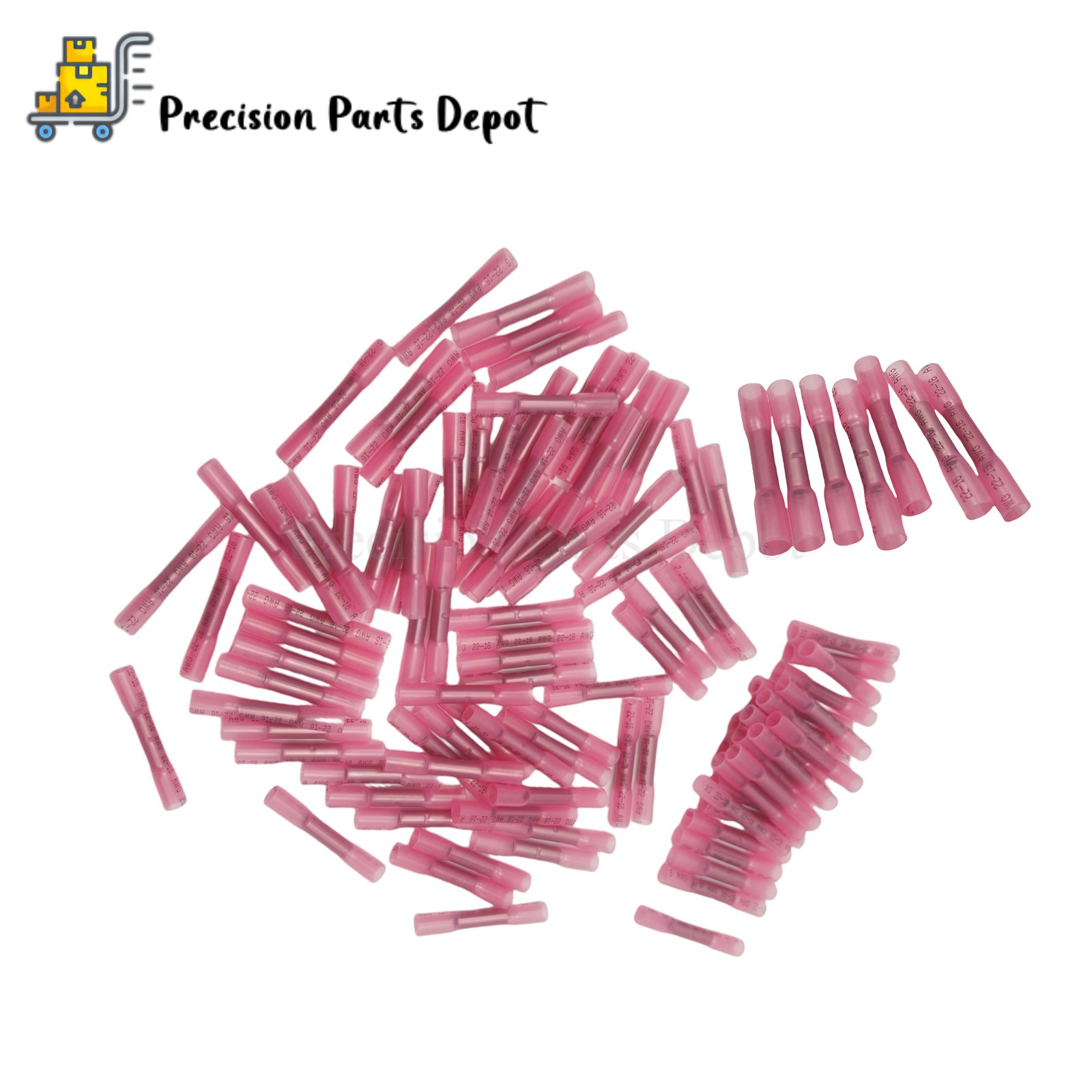 22-16AWG Red Heat Shrink Wire Butt Connectors Waterproof Splice Terminals 100PCS