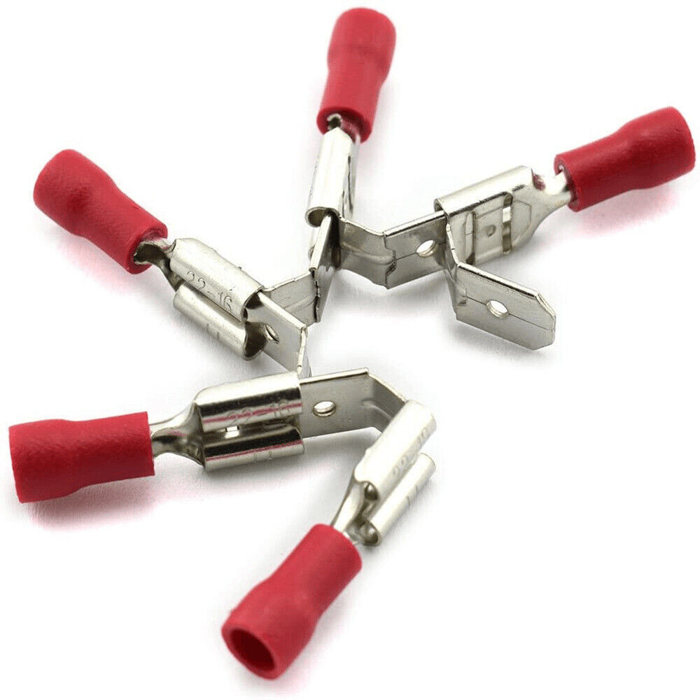 Red+Blue Vinyl Insulated Piggy Back Wire Crimp Connector Spade Terminal 22-14AWG