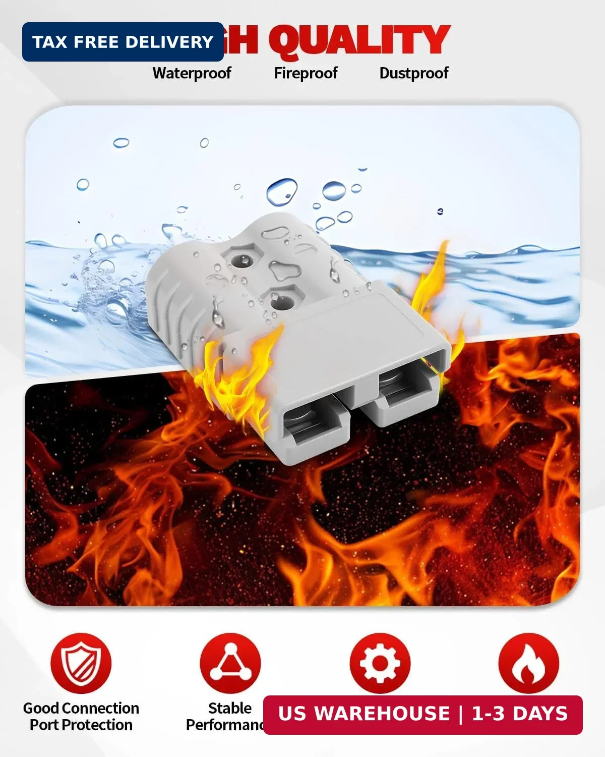 120A-600V Battery Quick Connect/Disconnect with 2/4/6 AWG, 2 PCS Jumper Cable Pl