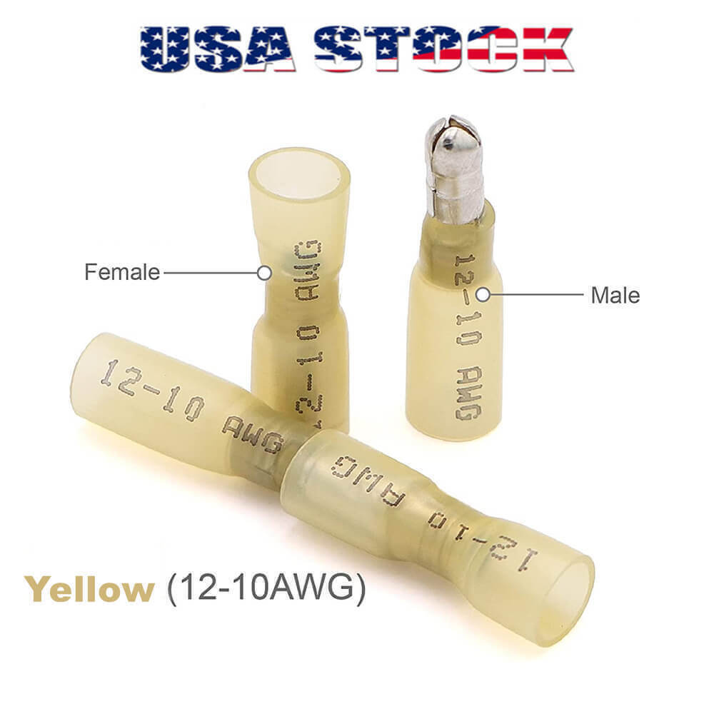 100pcs Heat Shrink Male Female Spade Bullet Terminals Wire Crimp Connectors