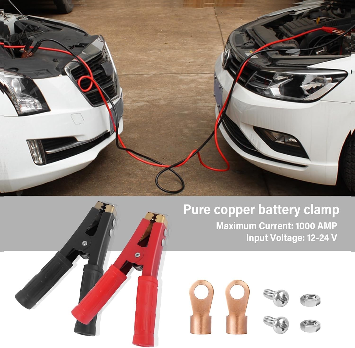2PCS Car Battery Charger Clamps Replacement,1000A Heavy Duty Jumper Cable Clamps