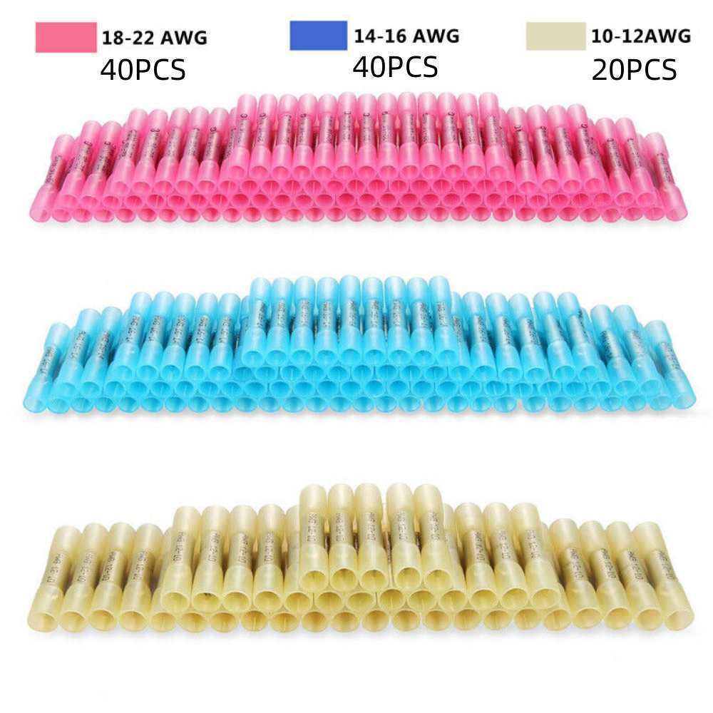 Heat Shrink Insulated Butt Crimp Wire Connector Terminals Assortment 100/300X