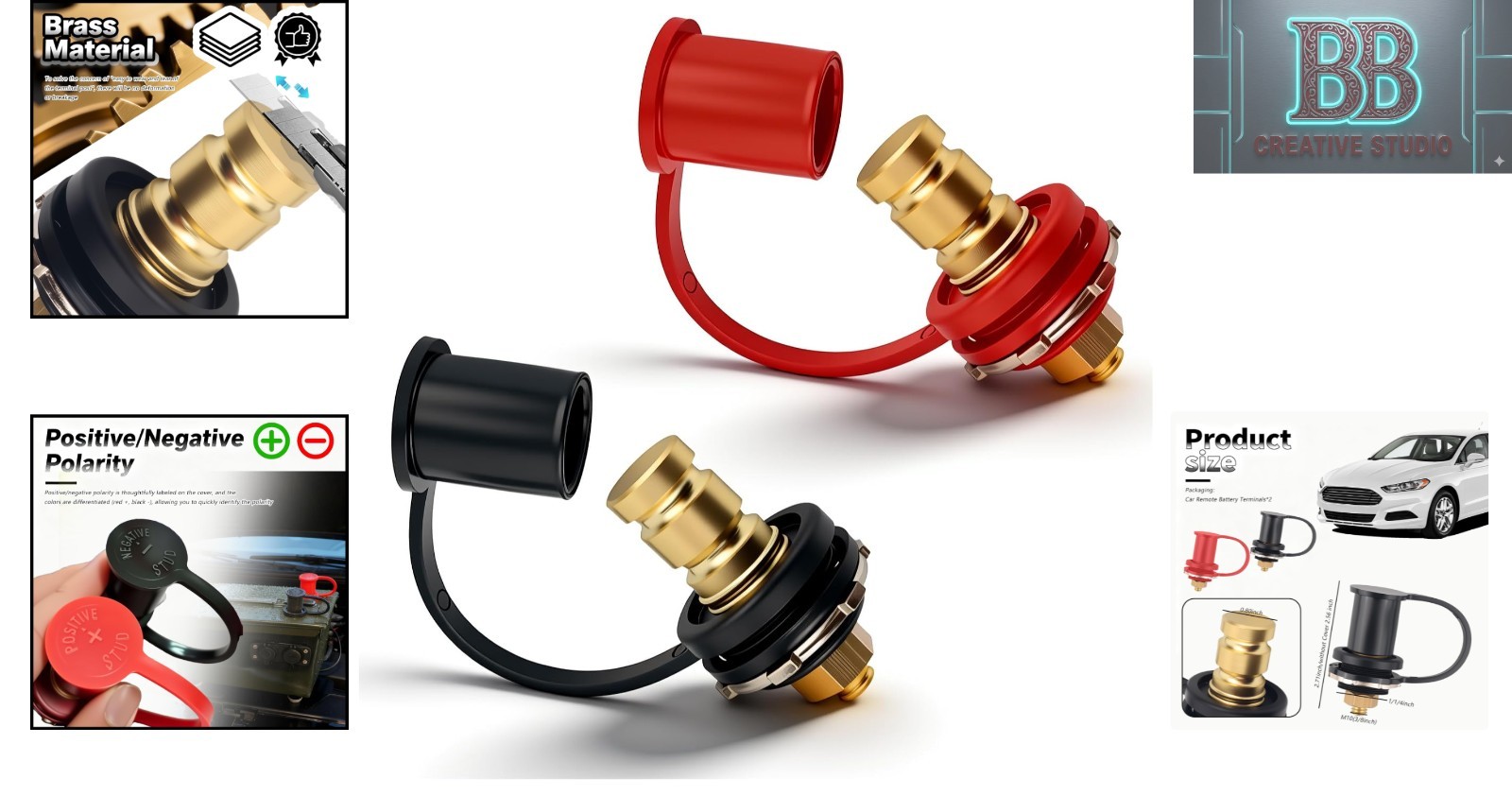 Flexible Installation Car Remote Terminals Set, M10, 12V/250A for All Vehicles
