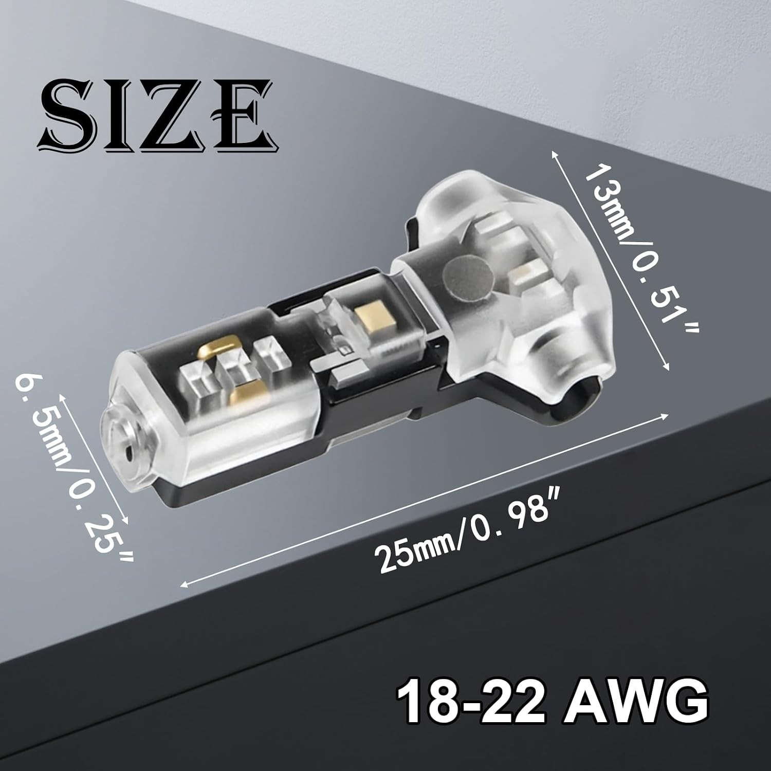 T Tap Wire Splice Connectors for 18-22 AWG Wires – 3 Way 1 Pin Solderless Low Vo