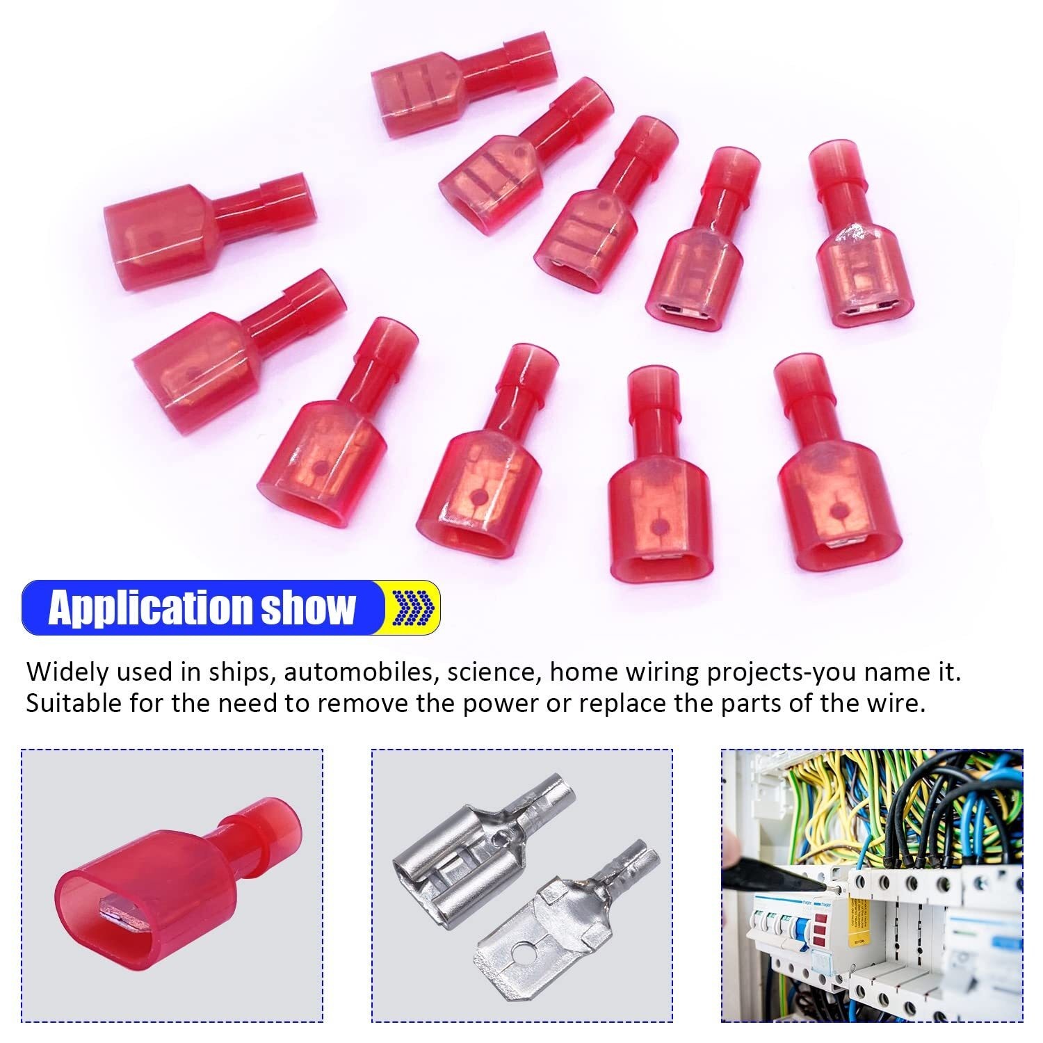 100PCS Nylon Female Male 22-16AWG Insulated Spade Crimp Terminal Wire Connectors