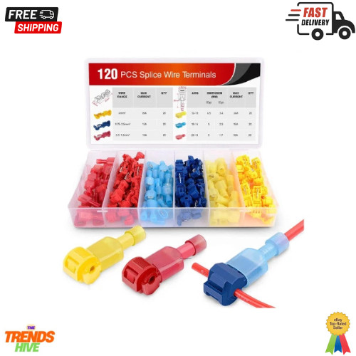 50004R 120 Pcs/60 Pairs Quick Splice Wire Terminals T-Tap Self-stripping