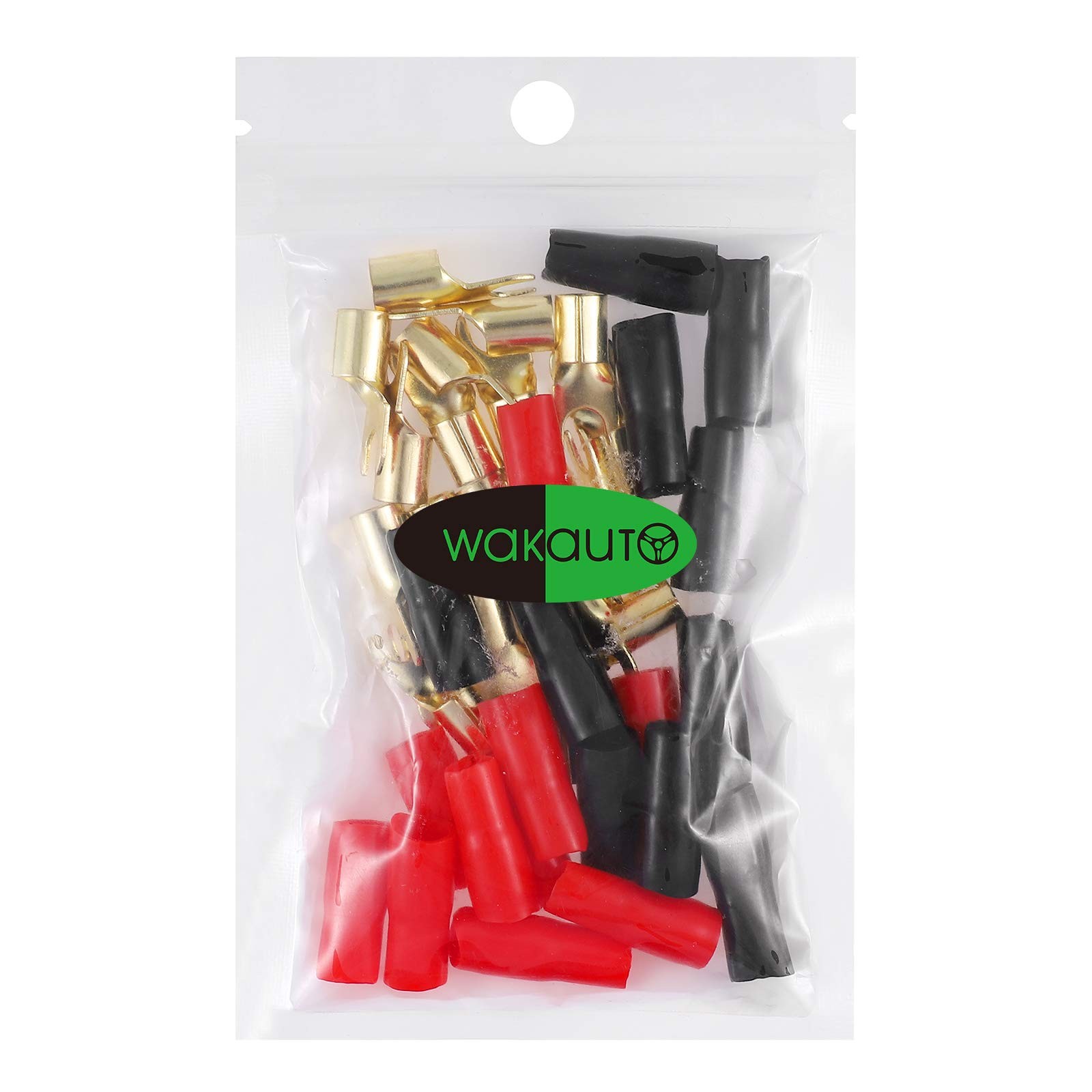 Wakauto 10 Pairs Copper Gold Plated 8 Gauge Strip Spade Terminal As Shown