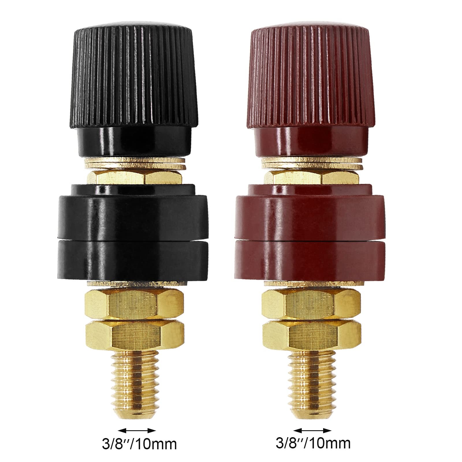 2 Pcs 3/8″ Battery Terminal Connector – Power Junction Post (Red & Black)