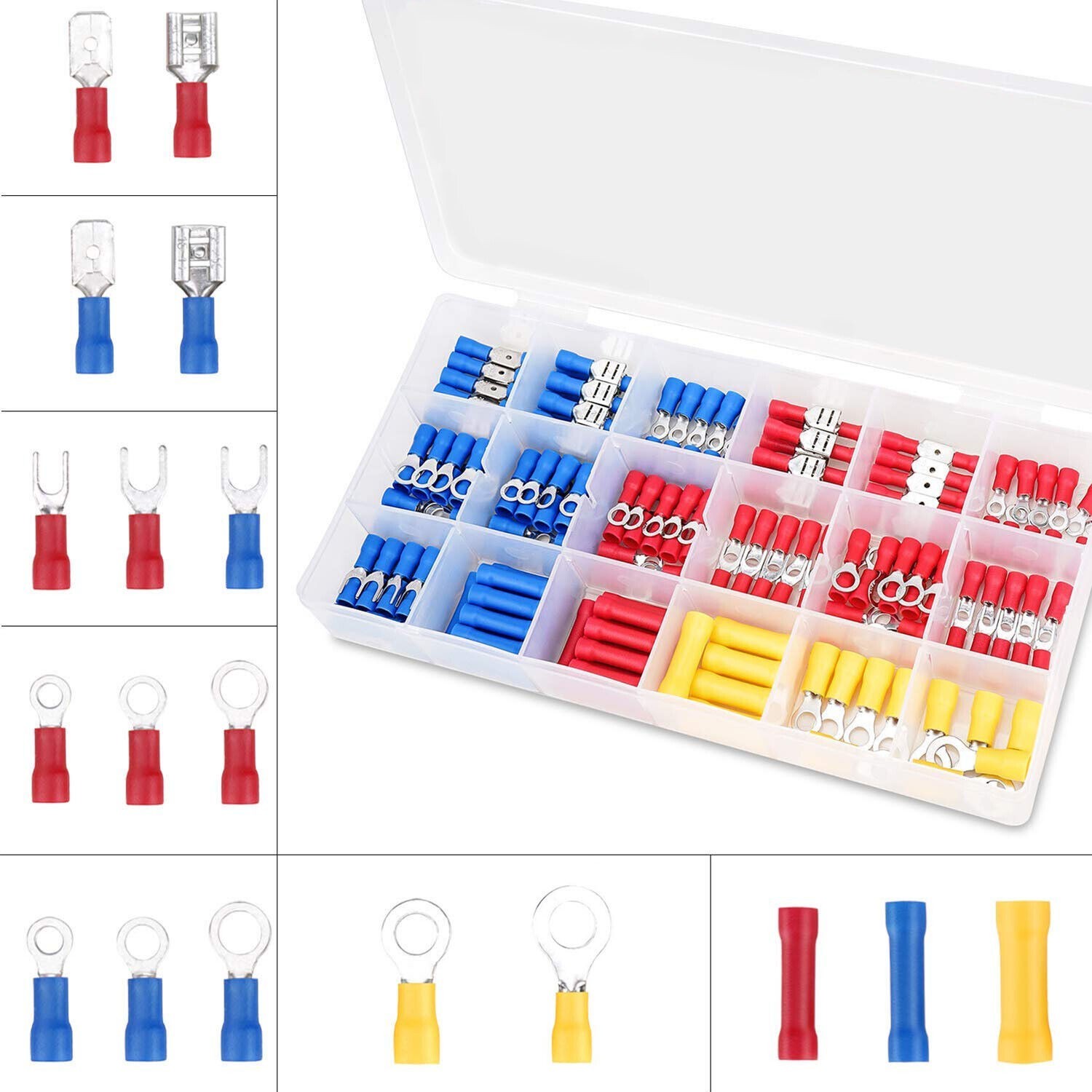 300Pcs Electrical Insulated Wire Terminals Connectors Kit With Wire Crimp Tool