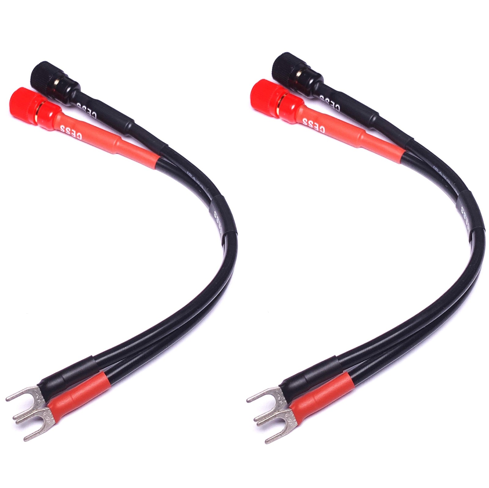 CESS-031S Fork Spade Plug to Binding Post Banana Female Adapter Cable – 2 Pac…
