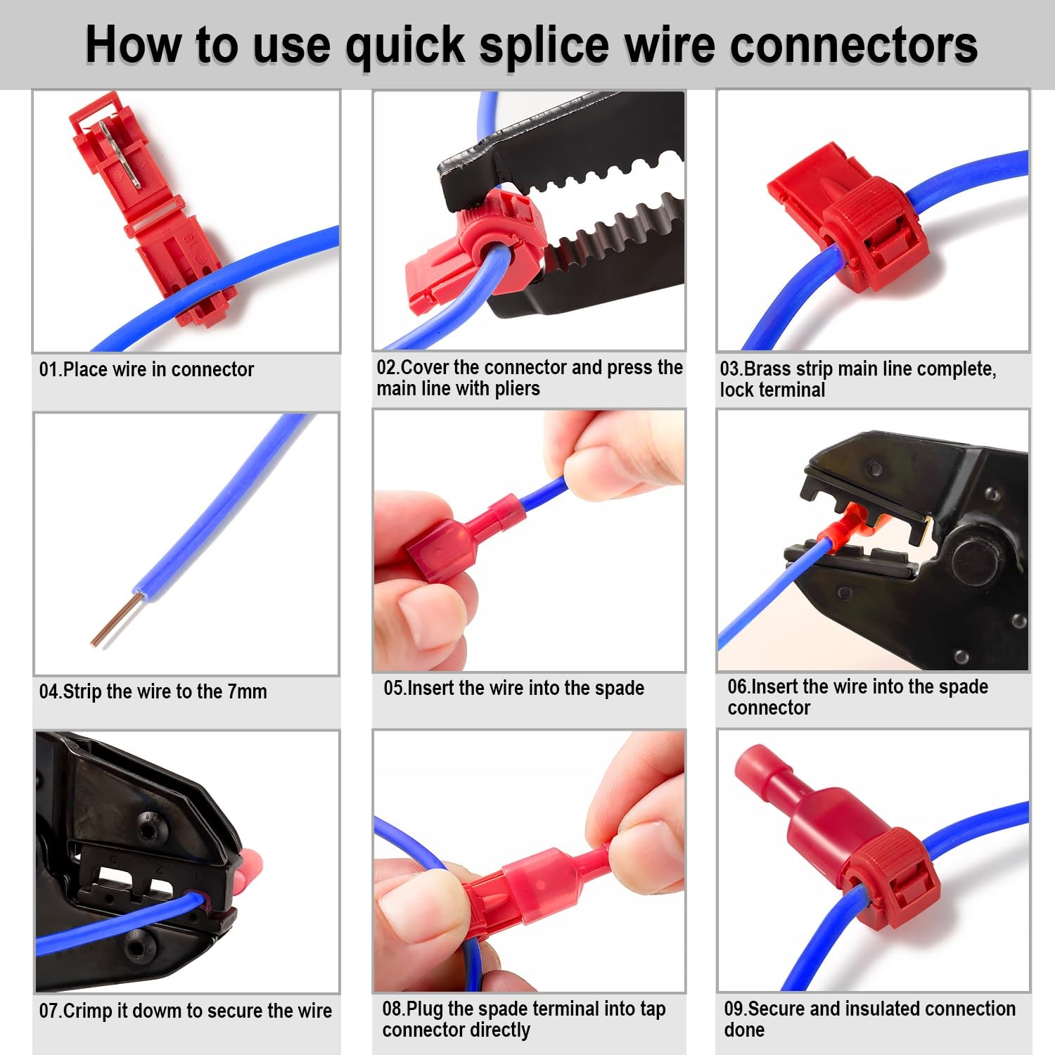 108Pcs T Tap Wire Connectors Terminal Quick Splice Self Stripping 22 10 AWG Auto