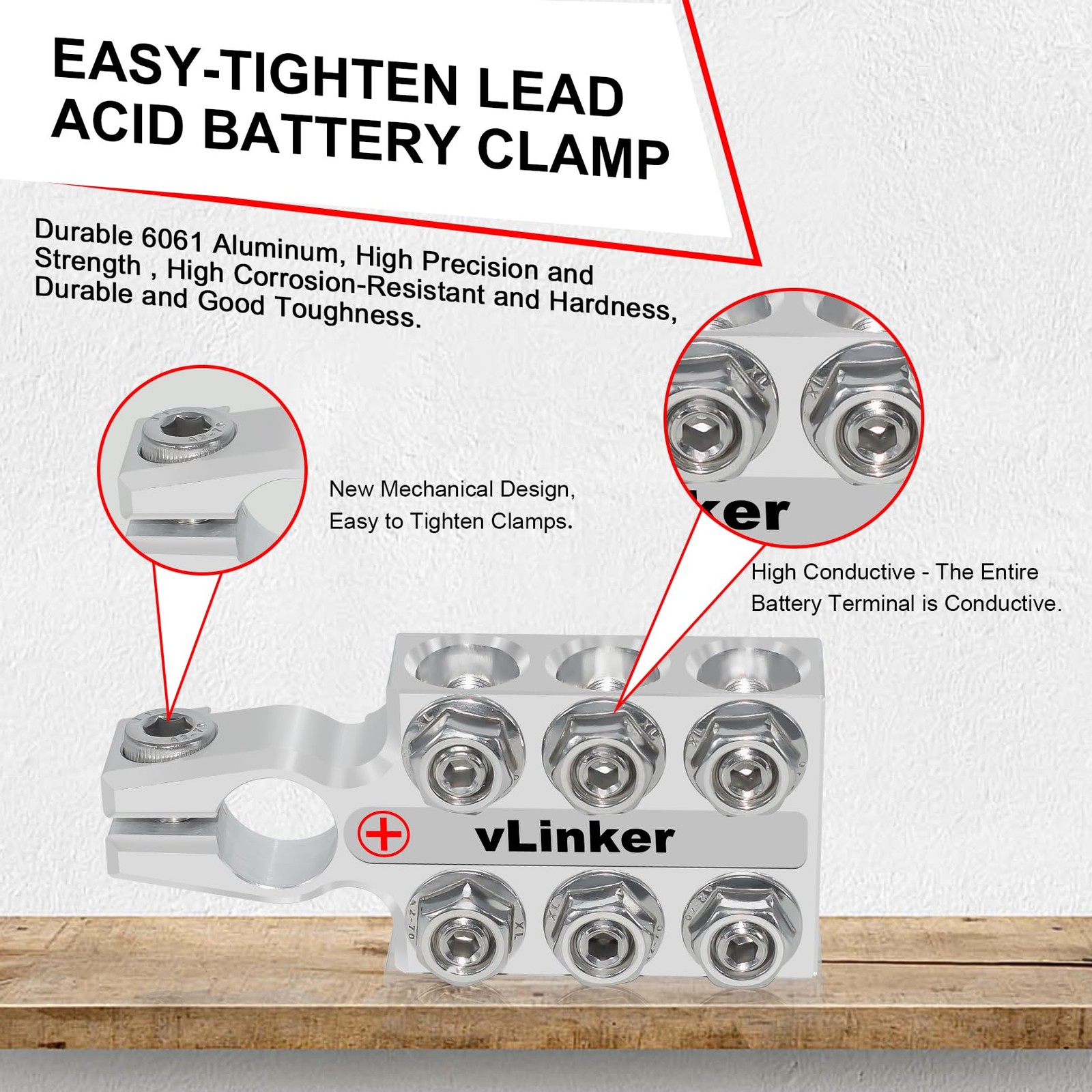 VGATE Lead Acid Battery Terminal Connectors, 8AWG up to 4/0(XL) AWG Gauge, 12…