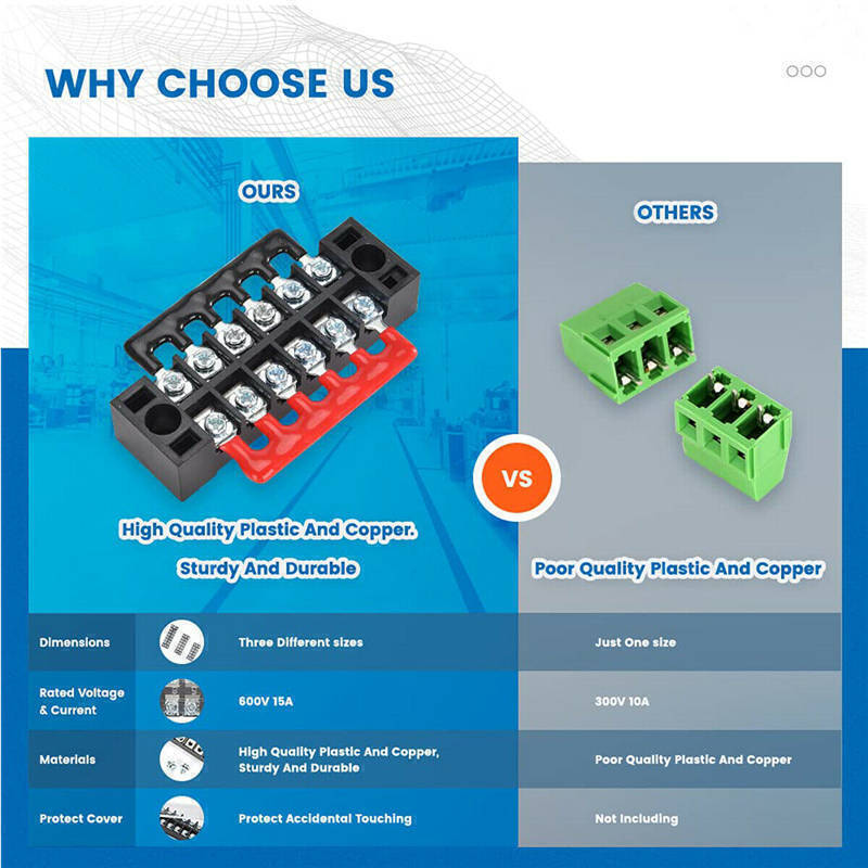 4/6/8/10P5/10 Set 600V 15A Dual Row Screw Terminal Block Terminal Barrier Strip