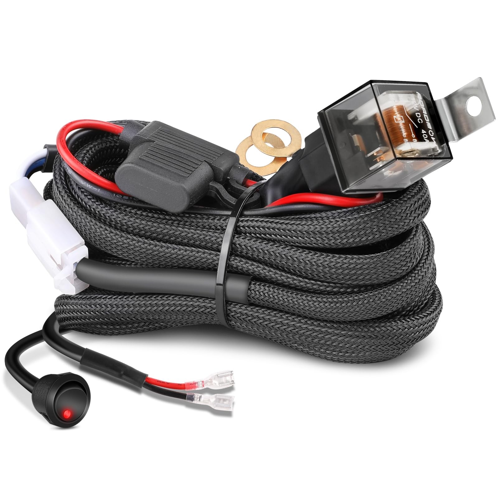 Wiring Harness Kit 10AWG 14.7ft Cable Length 12V Relay Switch for LED Lights