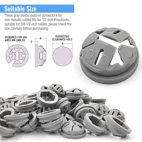 150 Pcs of 3/8-1/2 Inch Electrical Wire Box Connectors, Wire Connectors Push