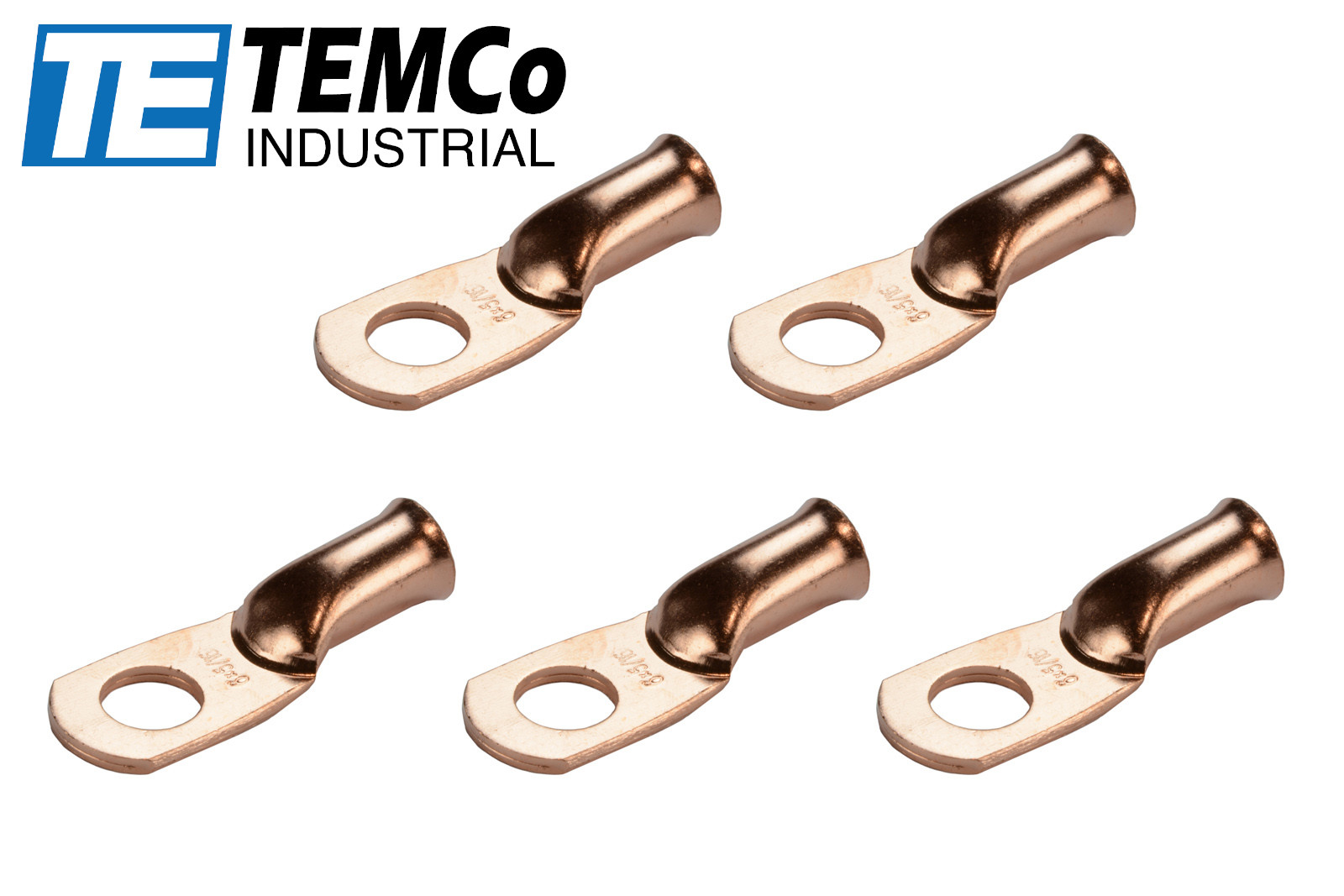 5 Lot 6 AWG 5/16″ Hole Ring Terminal Lug Bare Copper Uninsulated Gauge