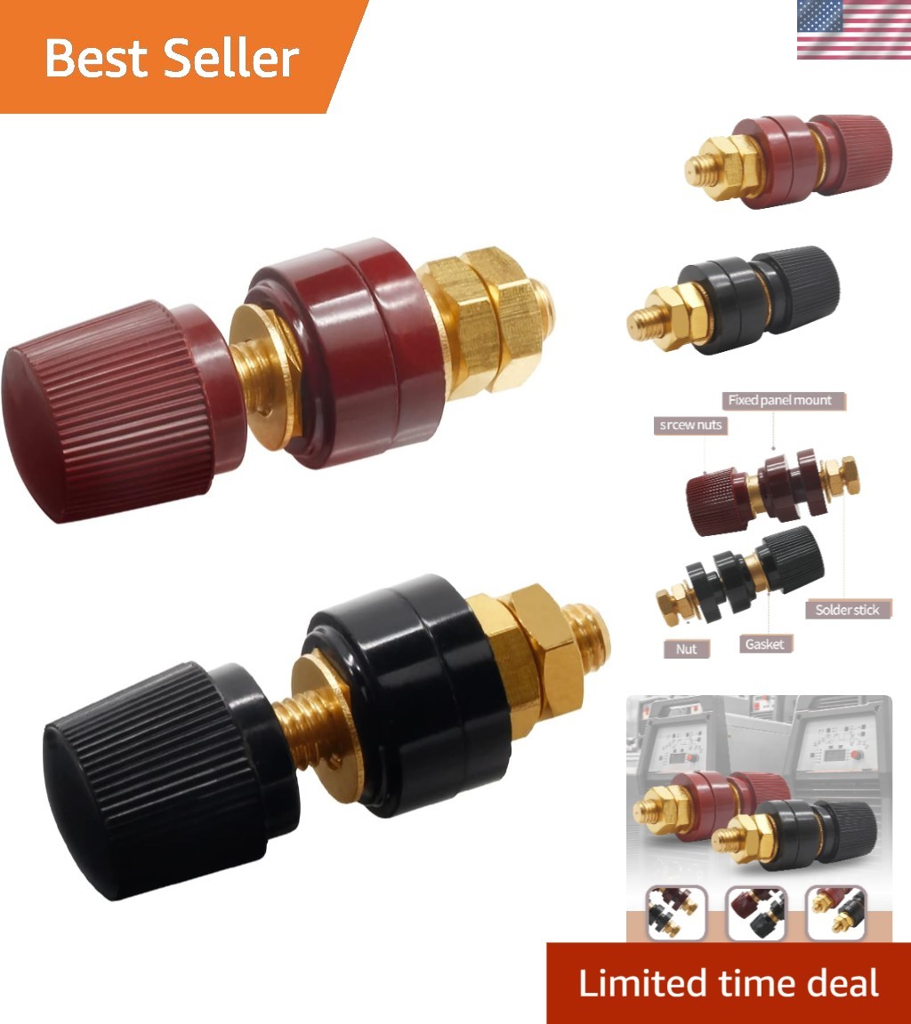 Copper and Brass Battery Terminal Stud Set – M8, Rust-Proof 2 Pcs in Red & Black