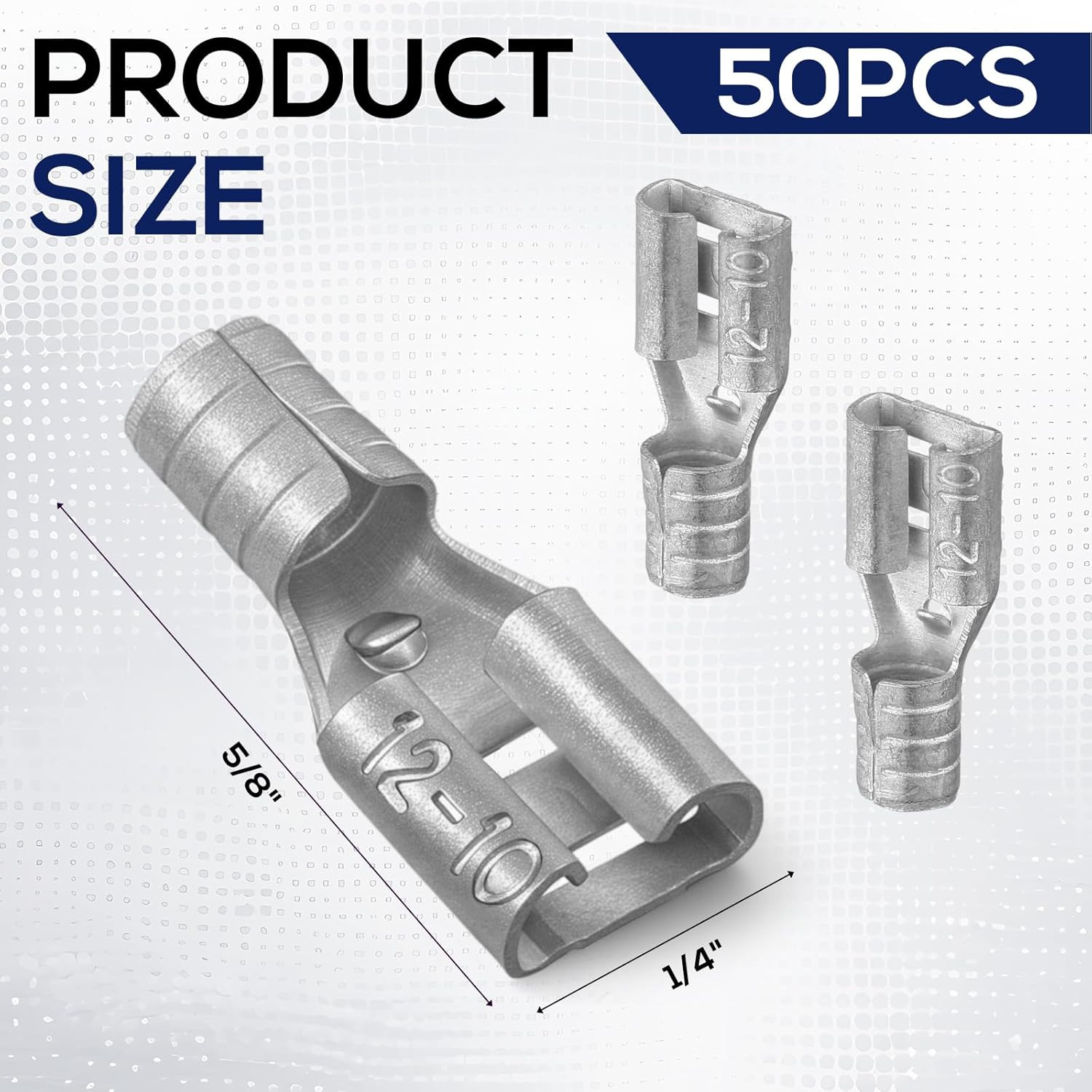 50 Pcs High Temperature Female Non Insulated Spade Connectors 12-10 Gauge Quick