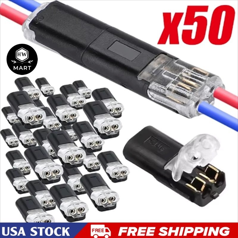 50X 2 Pin Waterproof Electrical Connector Car Automotive Wire Plug Terminal LOT